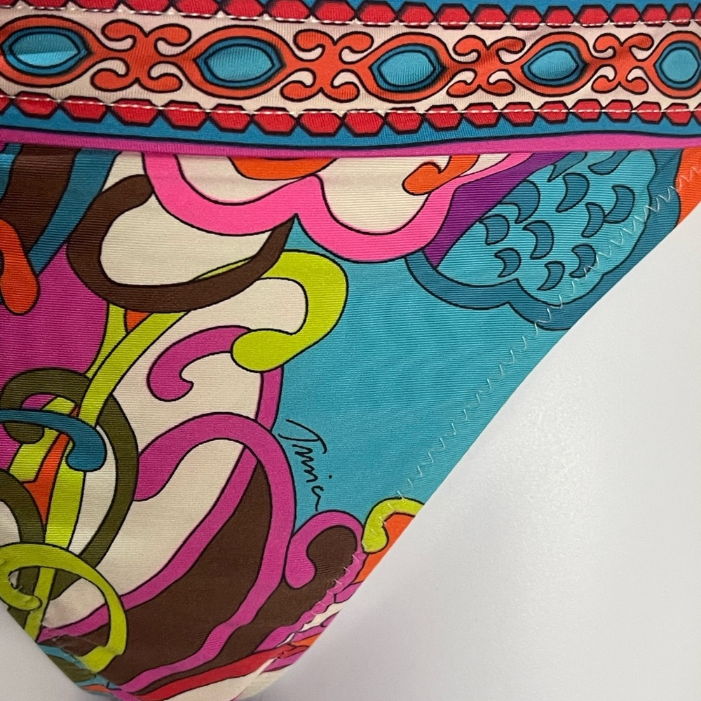 Trina Turk Fuji Flowers Vibrant Pink Tankini Bikini Gold Rings Size 10 - Picture 9 of 16